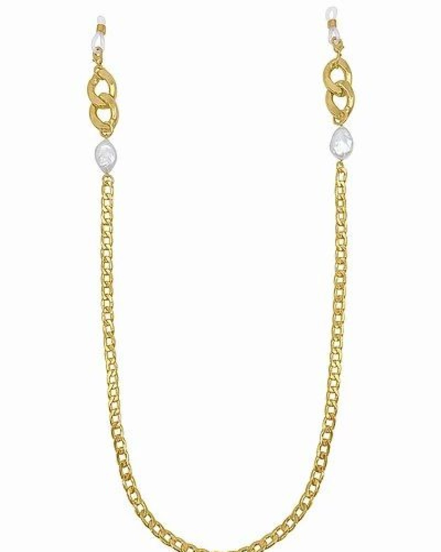 Pins * | Adornia Fine Dornia 14K Plated 10Mm Pearl Eyeglass Holder Earrings Women