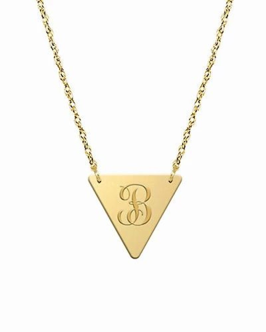 Necklaces * | Jane Basch 14K Script Initial Triangle Necklace (A-Z) Women