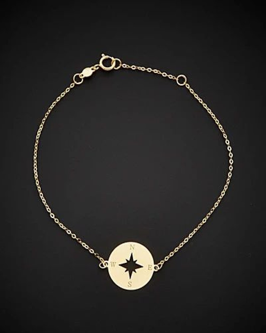 Bracelets * | 14K Italian Gold Extender Compass Bracelet Women