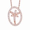 Necklaces * | Genevive 18K Rose Gold Vermeil Cz Necklace Women