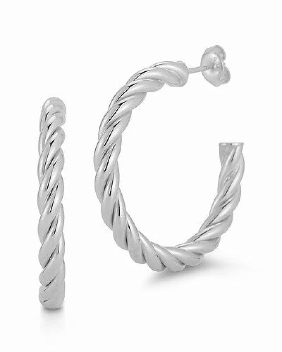 Earrings * | Chloe And Madison And Madison Silver Bold Twist Hoops Women