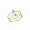 Rings * | Sterling Forever 14K Over Silver 1-2Mm Pearl Cz Cara Stacking Rings, Set Of 2 Women