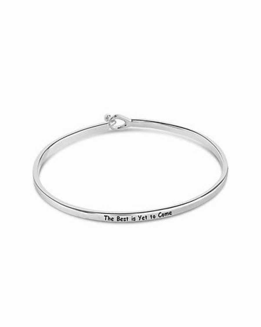 Bracelets * | Sterling Forever Rhodium Plated Mantra Bangle Bracelet Women