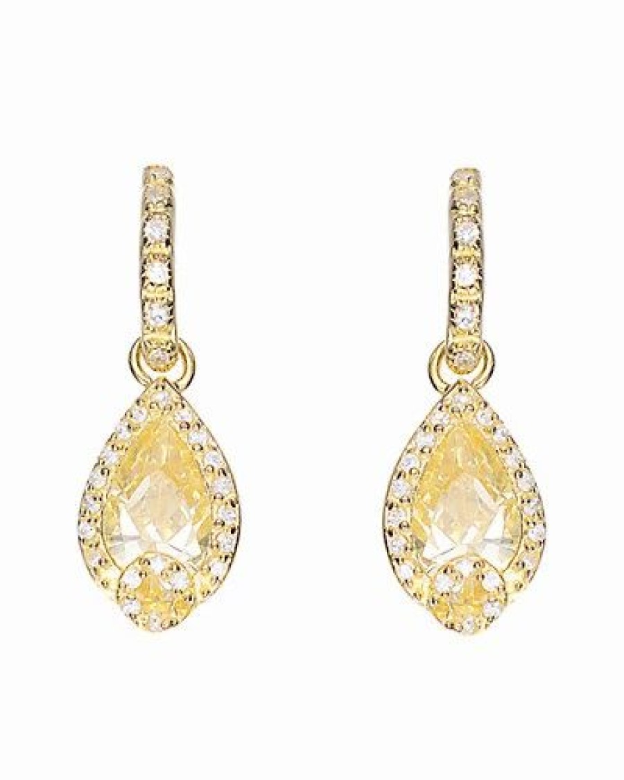 Earrings * | Genevive 14K Over Silver Cz Earrings Women