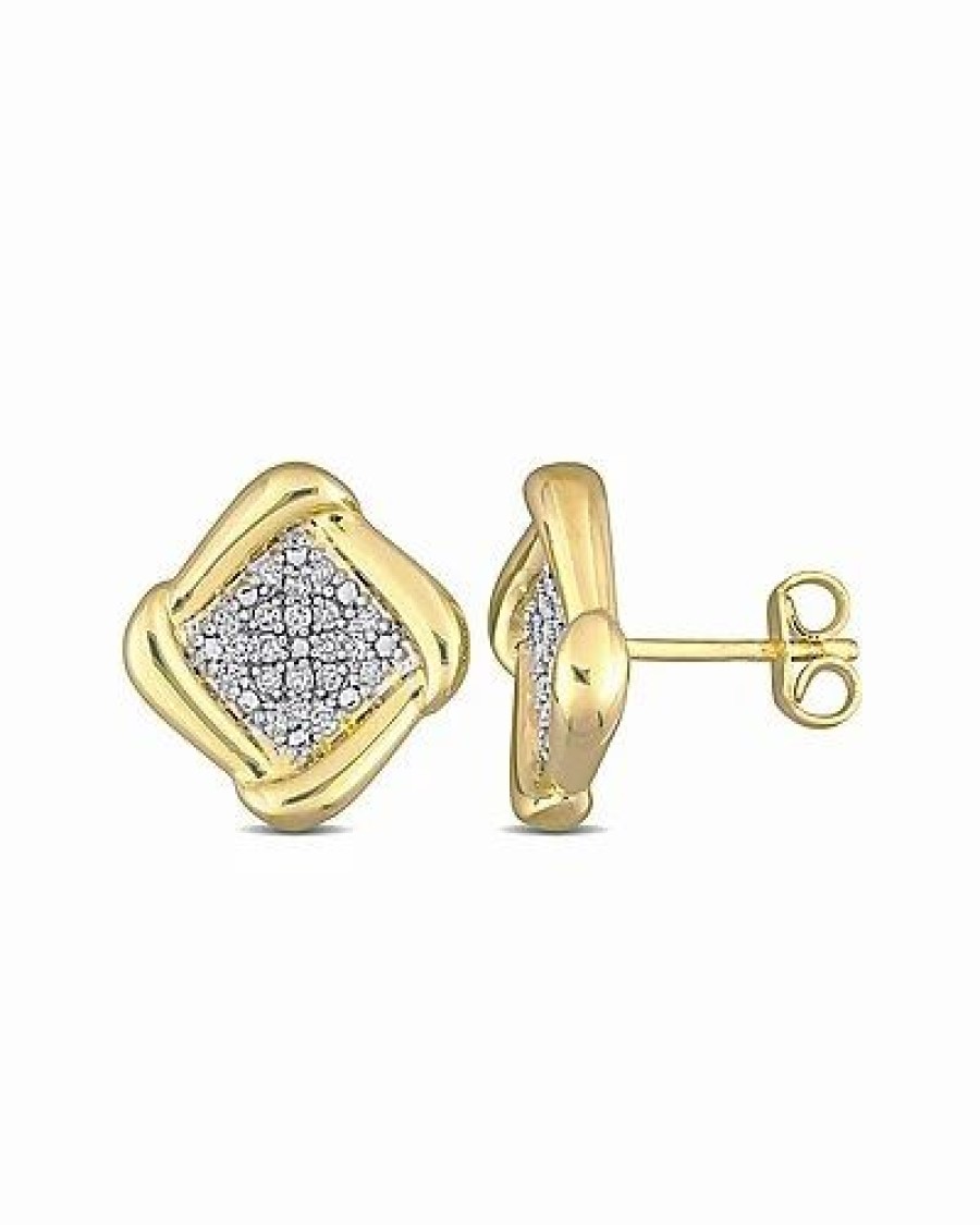 Earrings * | Rina Limor Vermeil 0.20 Ct. Tw. Diamond Halo Earrings Women