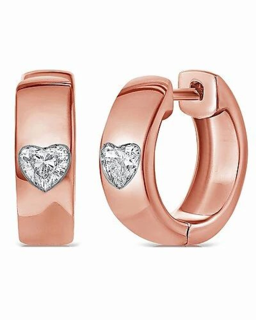 Earrings * | Sabrina Designs 14K Rose Gold 0.40 Ct. Tw. Diamond Heart Huggie Earrings Women