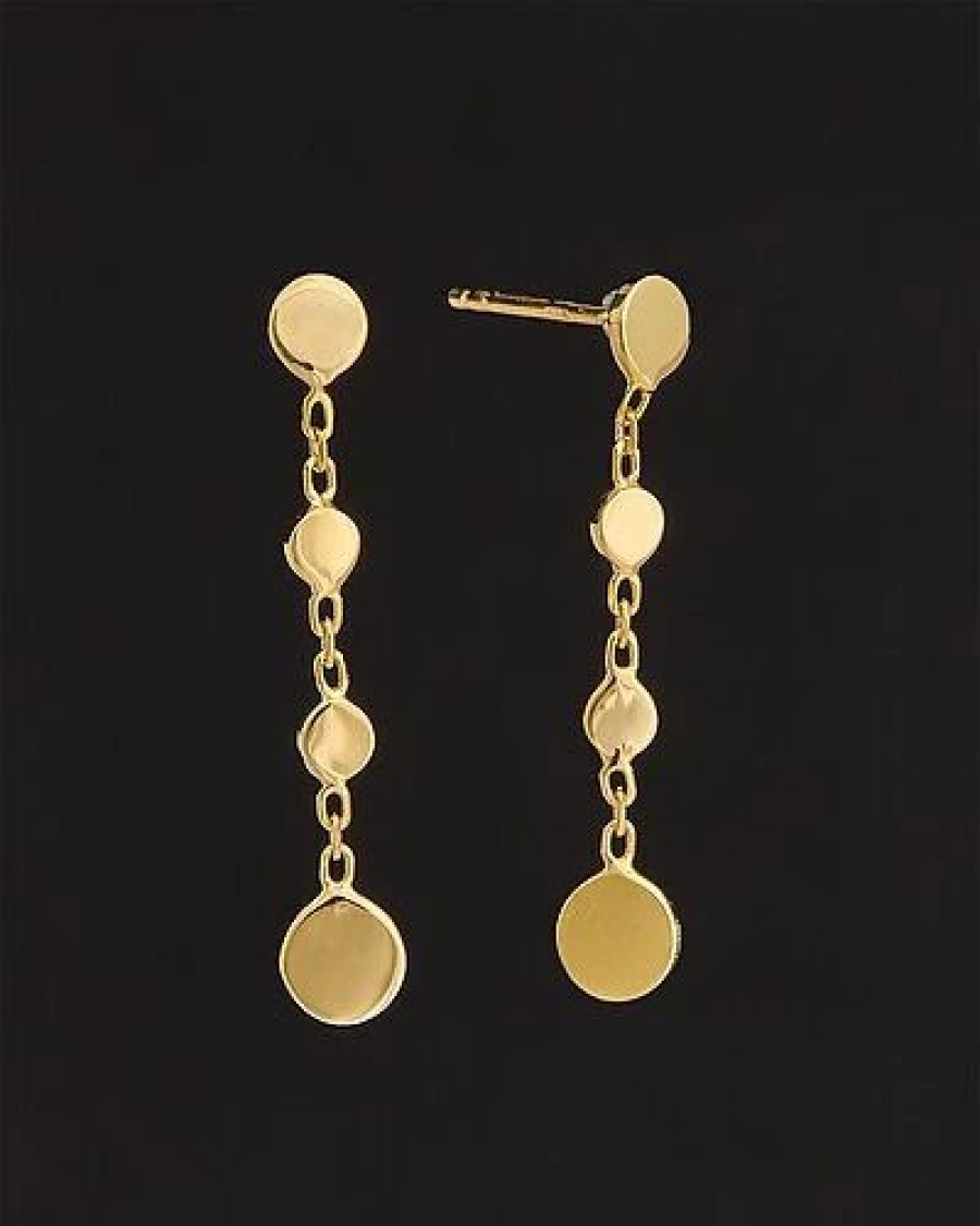 Earrings * | 14K Italian Gold Graduated Disc Drop Earrings Women