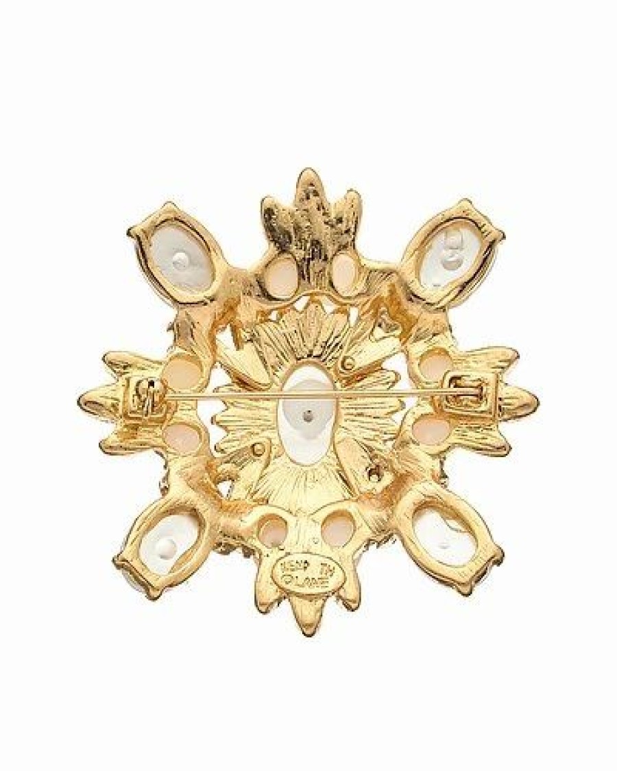 Pins * | Kenneth Jay Lane Plated 8-18Mm Faux Pearl Brooch Women