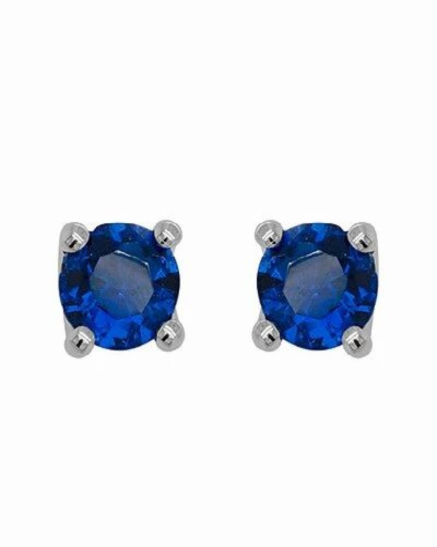 Earrings * | Diamond Select Cuts 14K 0.49 Ct. Tw. Created Blue Sapphire Earrings Women