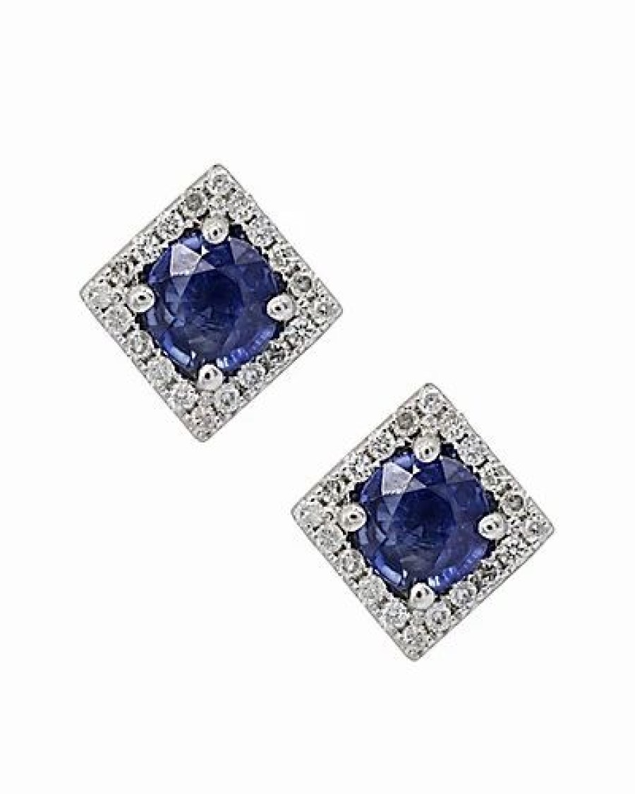 Earrings * | Diana M. Fine Jewelry 14K 1.18 Ct. Tw. Diamond & Sapphire Earrings Women