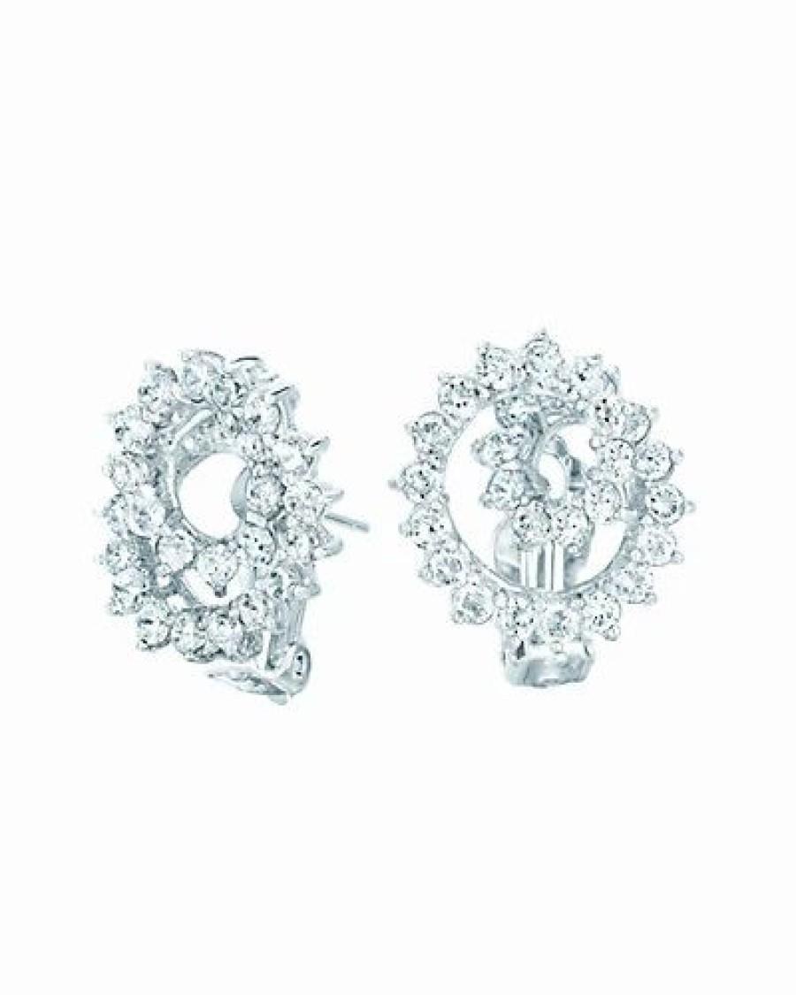 Earrings * | Genevive Silver Cz Earrings Women