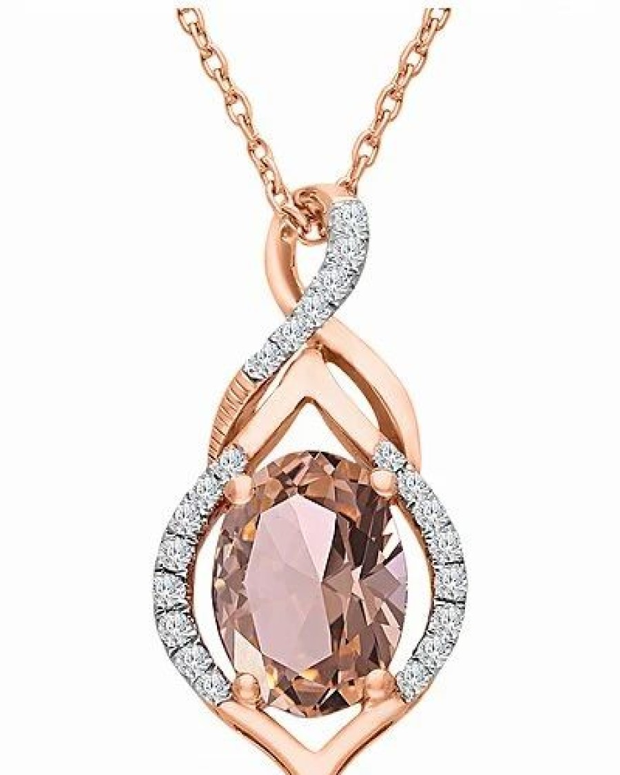 Necklaces * | Kallati 14K Rose Gold 1.30 Ct. Tw. Diamond & Morganite Pendant Necklace Women