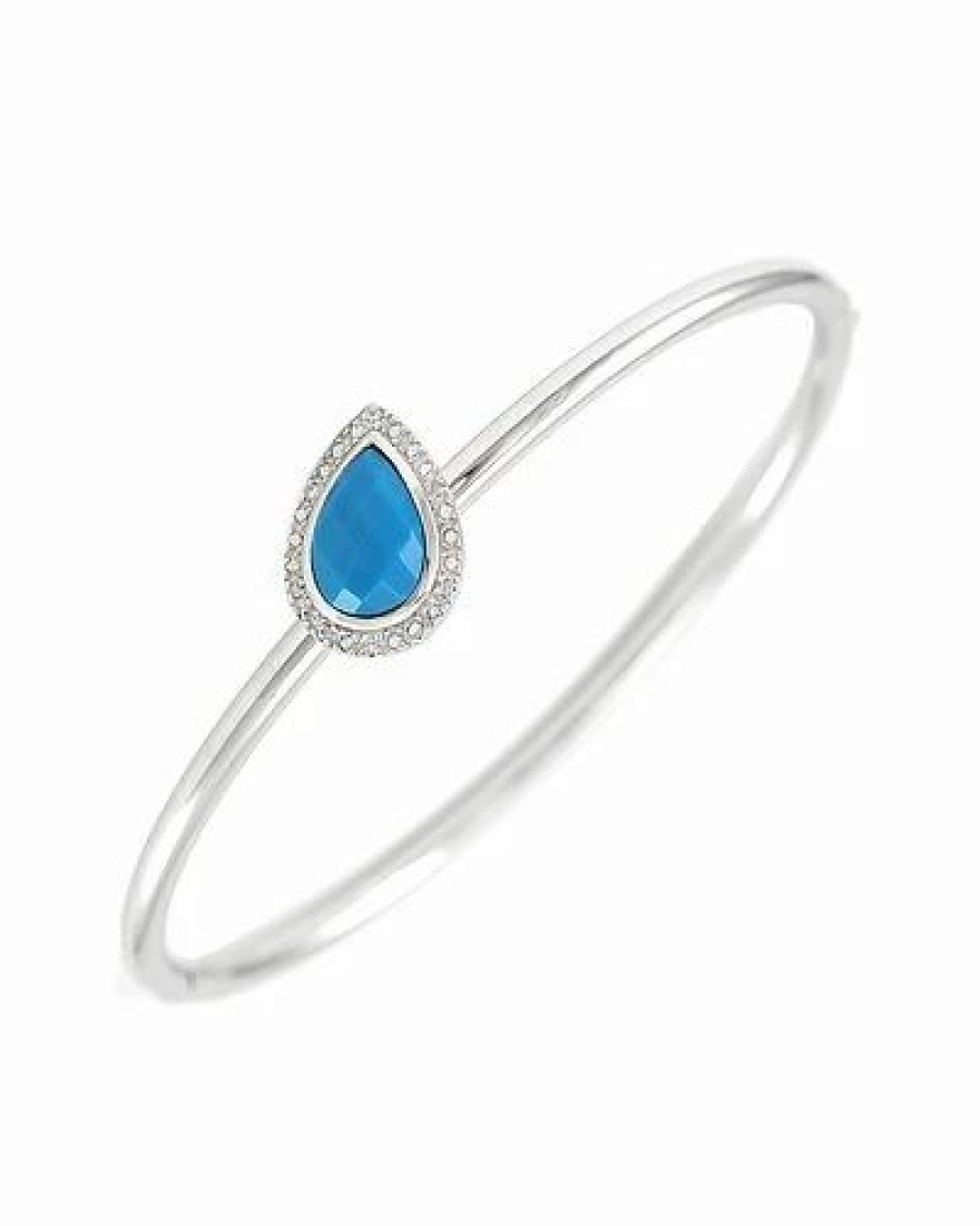 Bracelets * | Gemstones Diamond Select Cuts Silver Diamond Bangle Bracelet Women