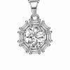 Necklaces * | Genevive Silver Cz Halo Necklace Women