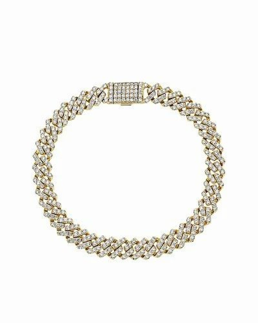 Bracelets * | Diamond Select Cuts 14K 3.81 Ct. Tw. Diamond Cuban Chain Bracelet Women