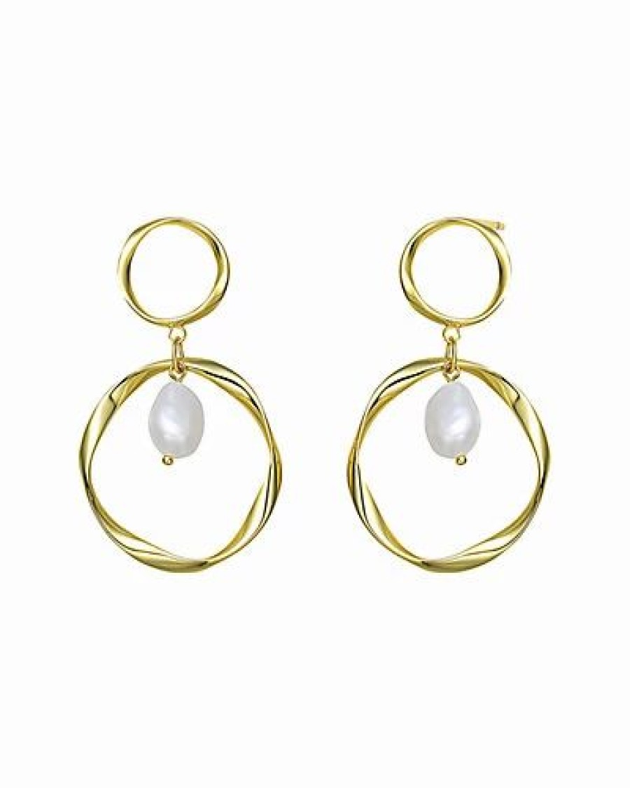 Earrings * | Genevive 18K Over Silver 11Mm Freshwater Pearl Earrings Women