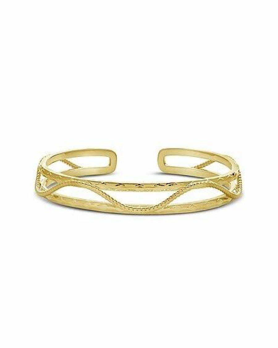 Bracelets * | Sterling Forever 14K Plated Intricate Textured Cuff Bracelet Women