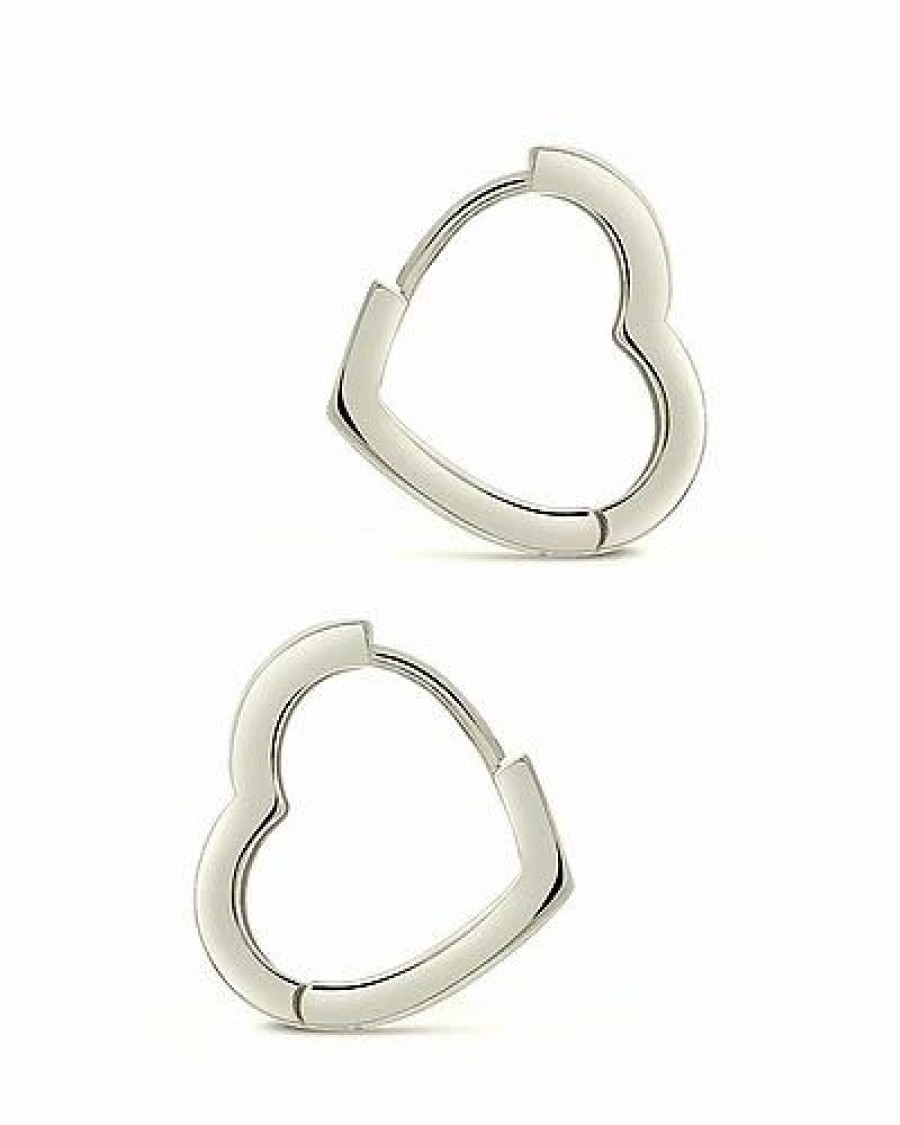 Earrings * | Sterling Forever Cz Heart Micro Hoops Women