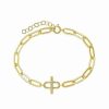 Bracelets * | Sterling Forever 14K Over Silver Cz Pave Bar & Link Bracelet Women