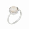 Rings * | Splendid Pearls Ver 7.5-8Mm Freshwater Pearl & Cz Ring Women