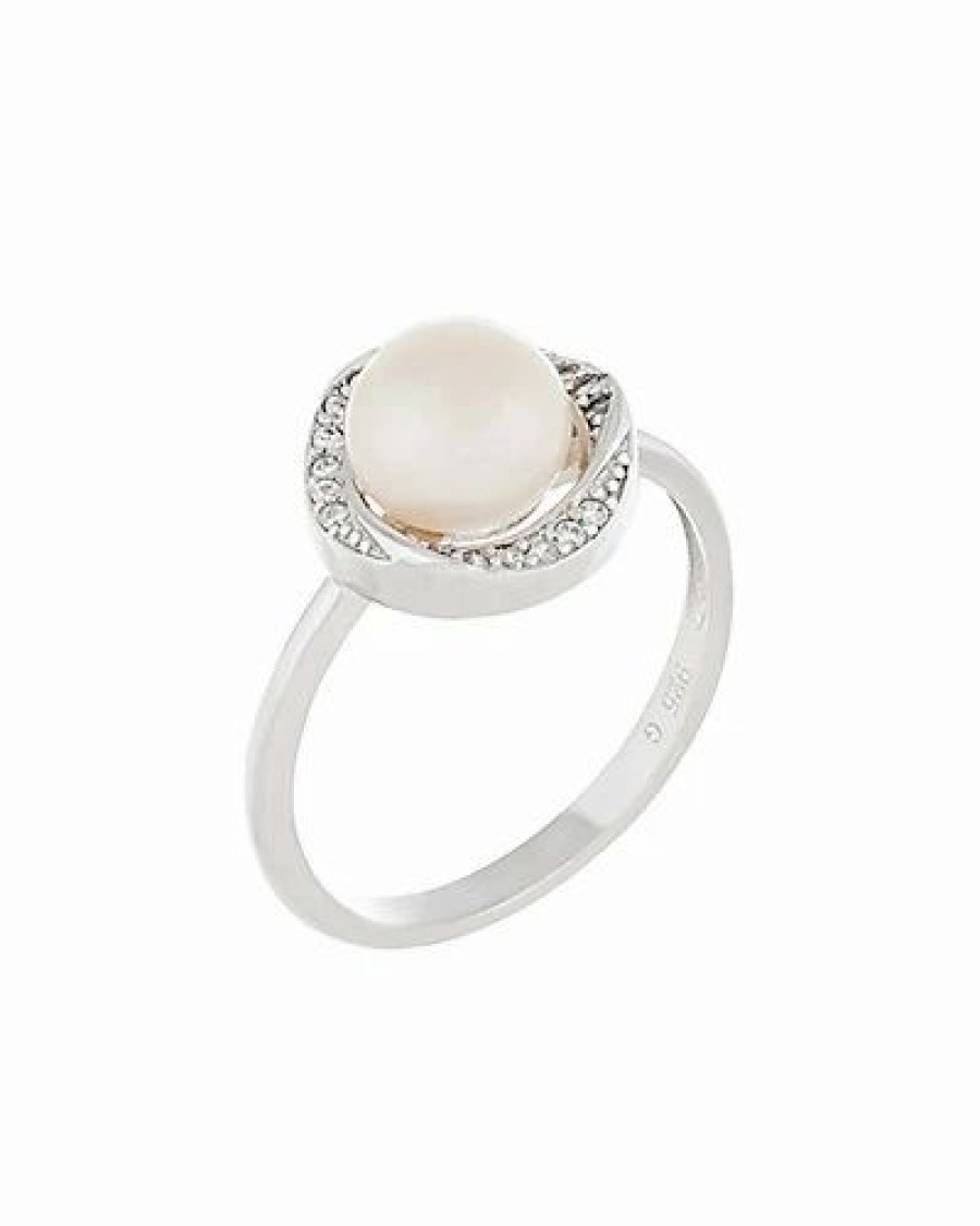 Rings * | Splendid Pearls Ver 7.5-8Mm Freshwater Pearl & Cz Ring Women