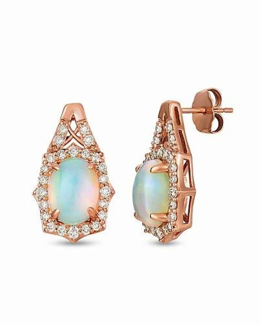 Earrings * | Le Vian Creme Brulee 14K Strawberry Gold 2.43 Ct. Tw. Diamond & Opal Earrings Women