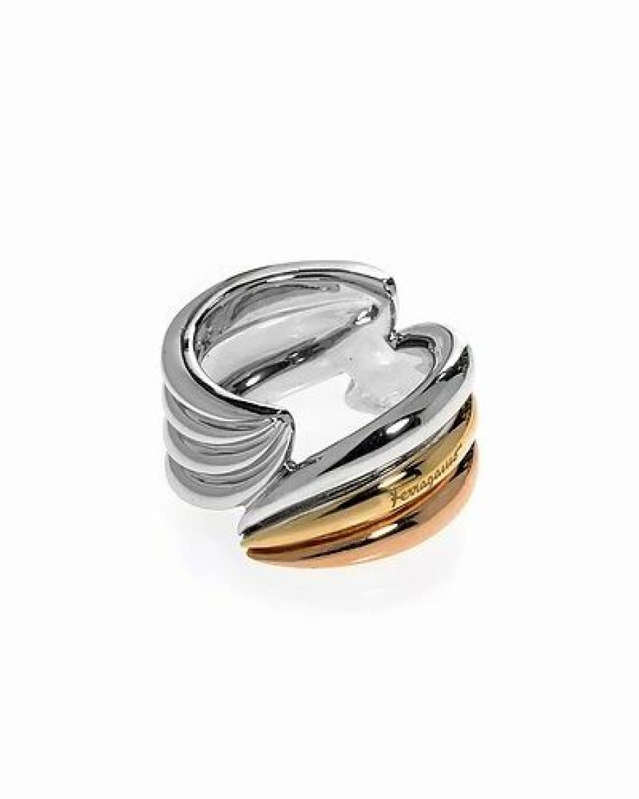 Rings * | Salvatore Ferragamo Plated & Silver Wedge Ring Women