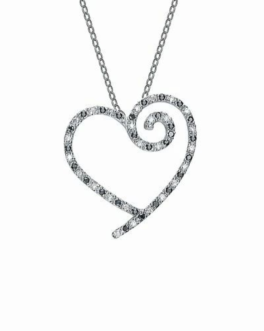 Necklaces * | Genevive Silver Cz Heart Pendant Necklace Women