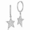 Earrings * | Glaze Jewelry Silver Cz Star Huggie Earrings Women