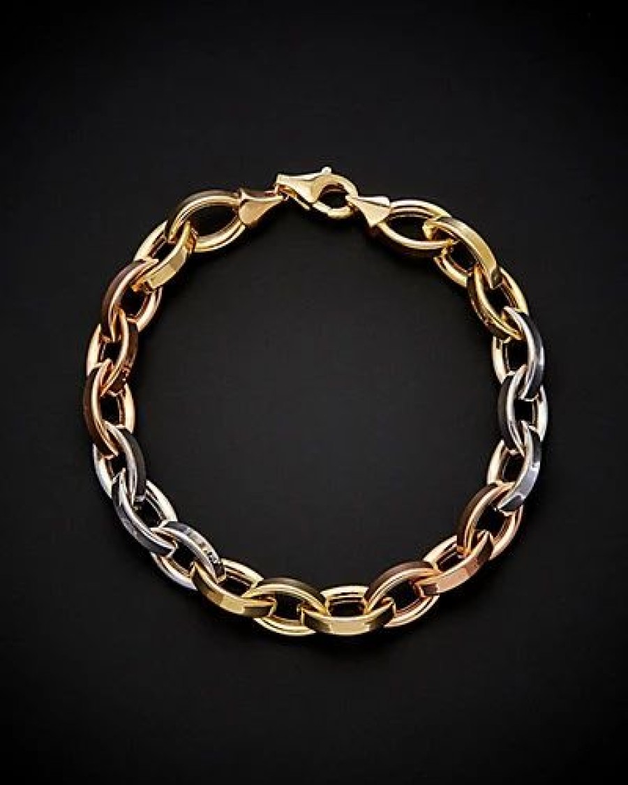 Bracelets * | 14K Italian Gold Tri-Tone Oval Link Bracelet Women