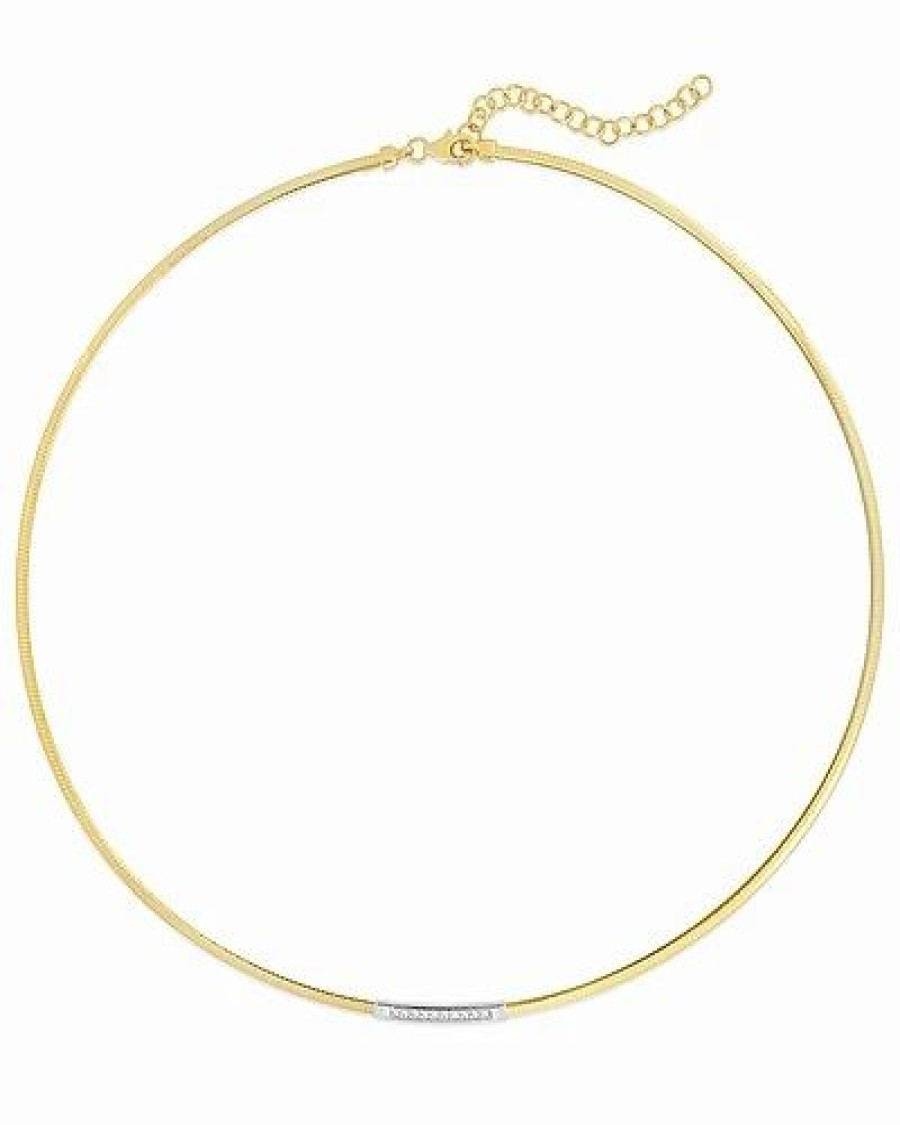 Necklaces * | 14K Italian Gold Two-Tone Diamond Omega Bracelet Women