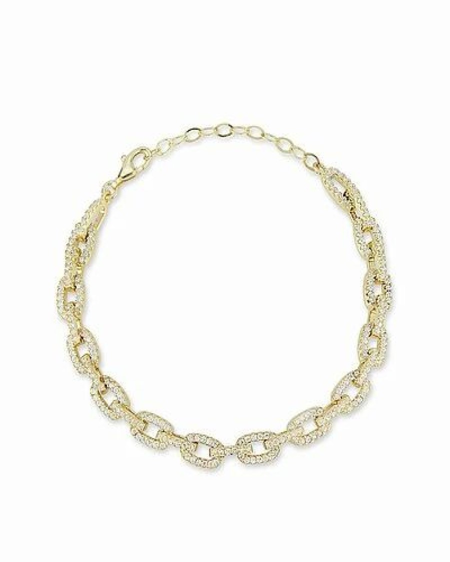 Bracelets * | Chloe And Madison And Madison 14K Over Silver Cz Link Bracelet Women