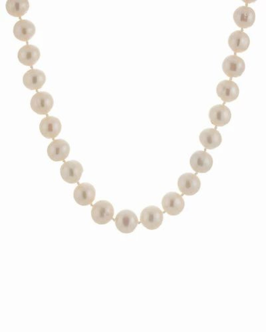 Necklaces * | Splendid Pearls Rhodium Over Silver 10-11Mm Pearl Necklace Women