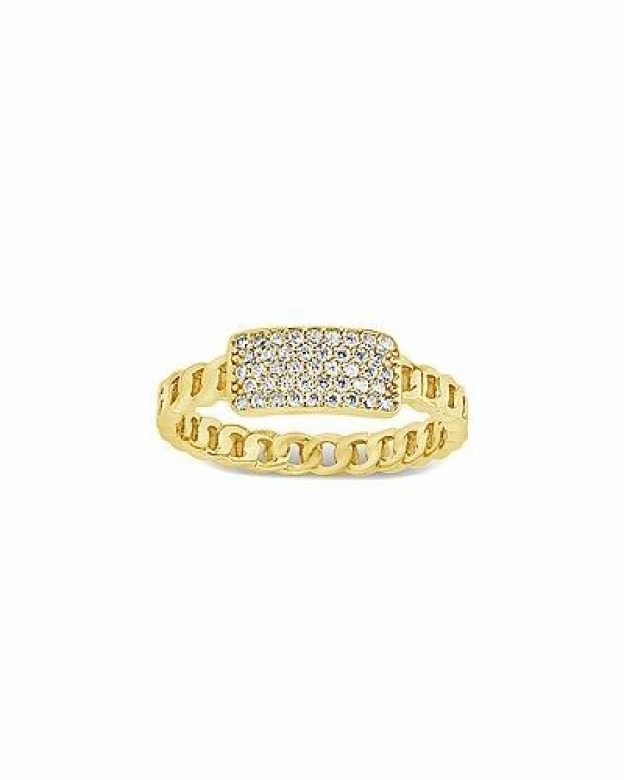 Rings * | Sterling Forever 14K Over Silver Cz Statement & Chain Link Ring Women