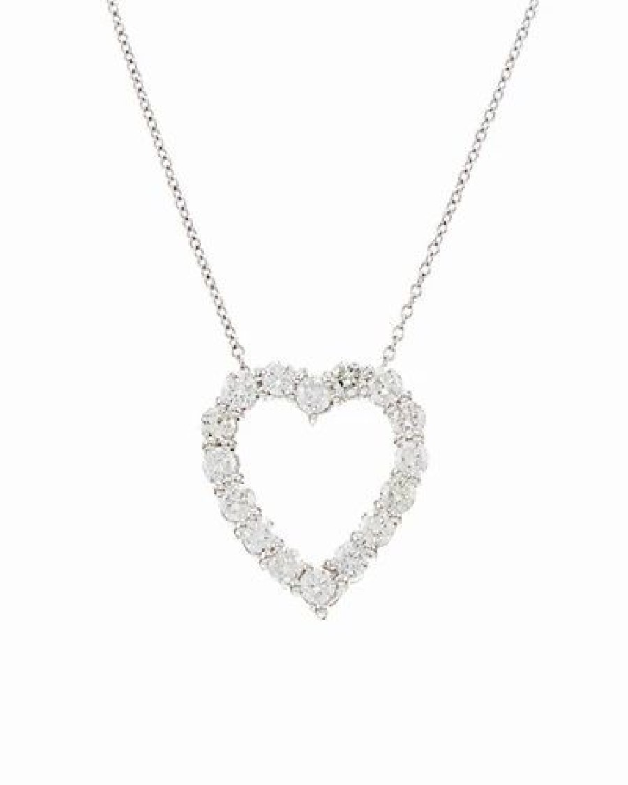 Pins * | Diana M. Fine Jewelry 18K 3.10 Ct. Tw. Diamond Heart Necklace Women