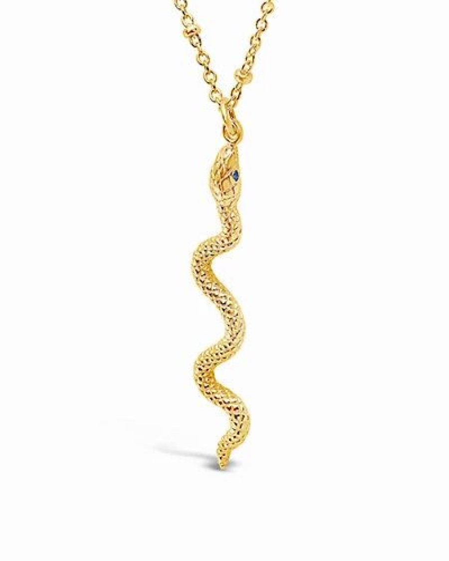 Necklaces * | Sterling Forever 14K Plated Cz Scaly Snake Pendant Necklace Women