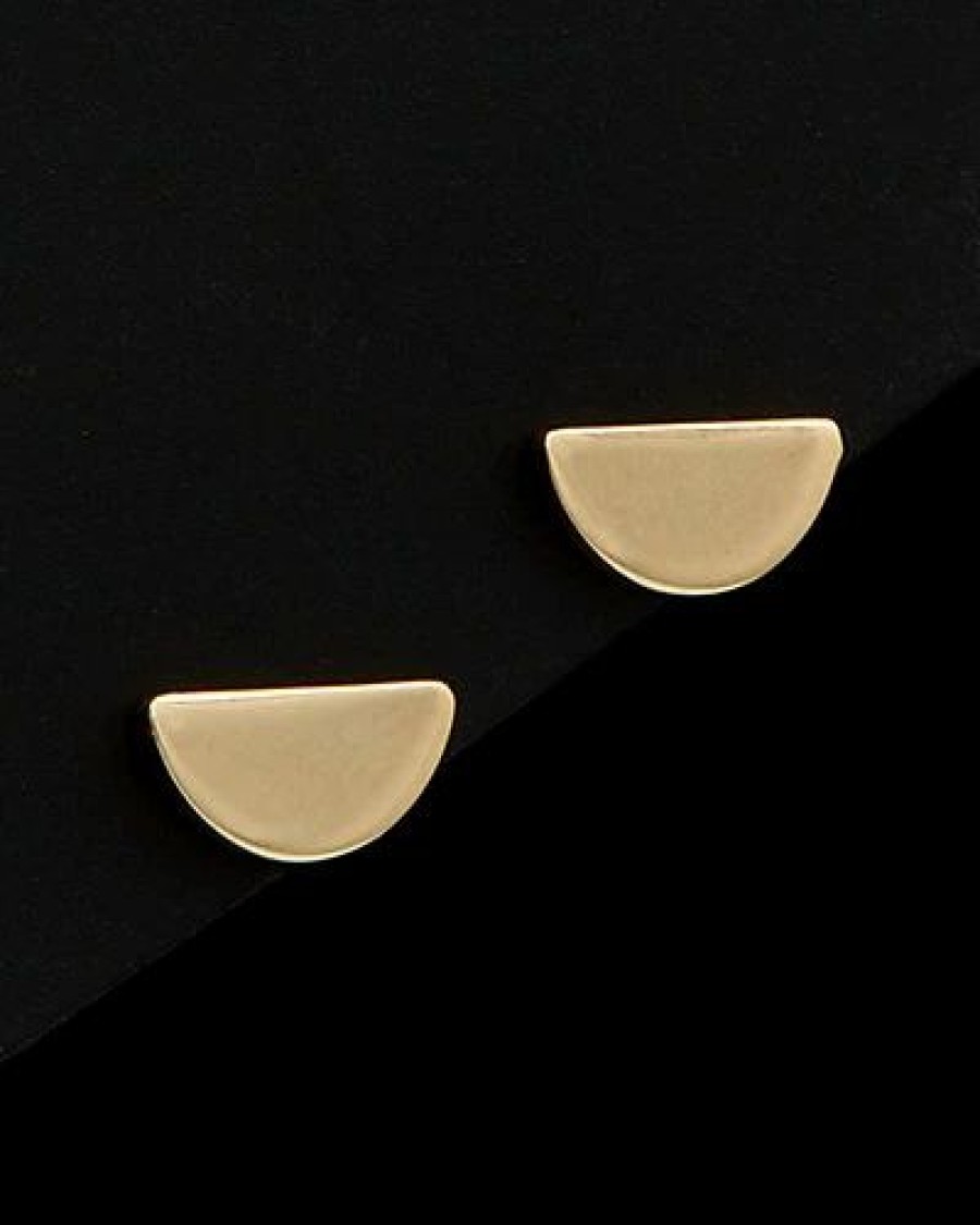 Earrings * | 14K Italian Gold Half Circle Studs Women