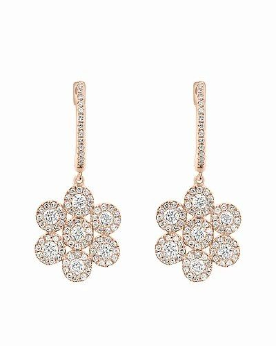 Earrings * | Diana M. 14K Rose Gold 0.58 Ct. Tw. Diamond Earrings Women