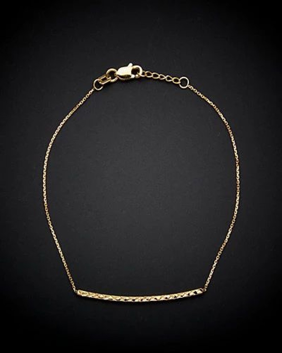 Bracelets * | 14K Italian Gold Diamond Cut Bar Bracelet Women