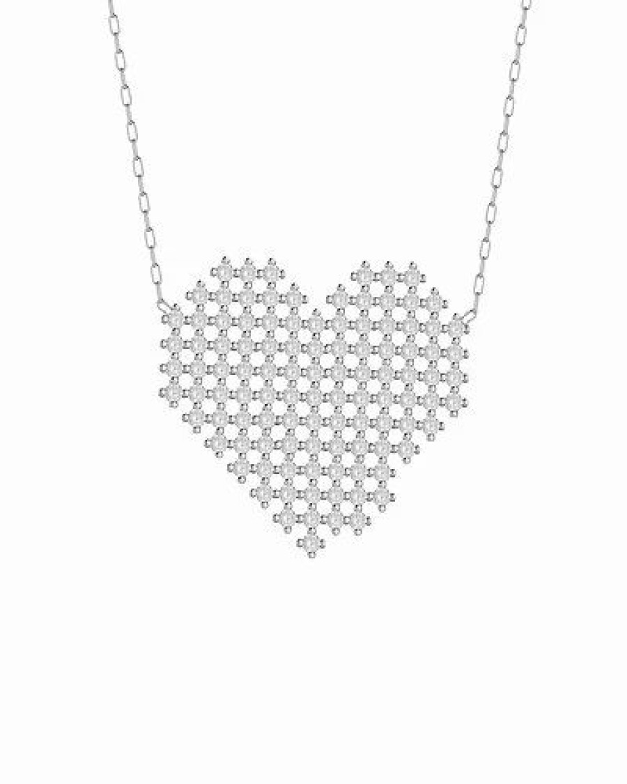 Necklaces * | Glaze Jewelry Silver Cz Heart Necklace Women