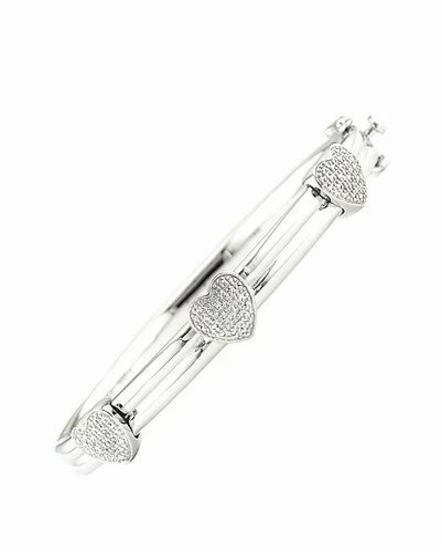 Bracelets * | Diamond Select Cuts Ver & Steel Diamond Heart Bangle Bracelet Women