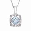 Necklaces * | Rina Limor 10K 0.80 Ct. Tw. Diamond & Aquamarine Square Halo Necklace Women