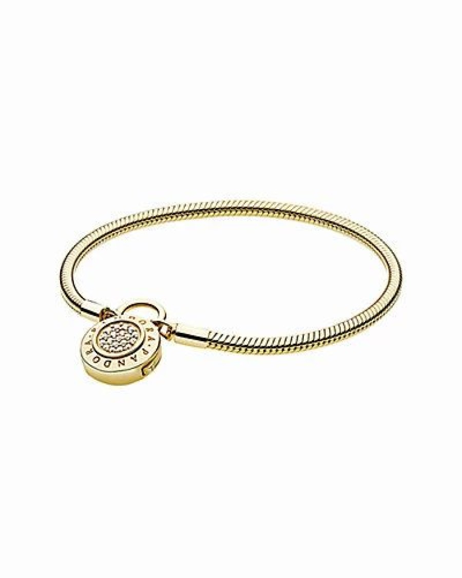 Bracelets * | Pandora Charm Carrier Moments 18K Over Silver Cz Pave Snake Chain Bracelet Women