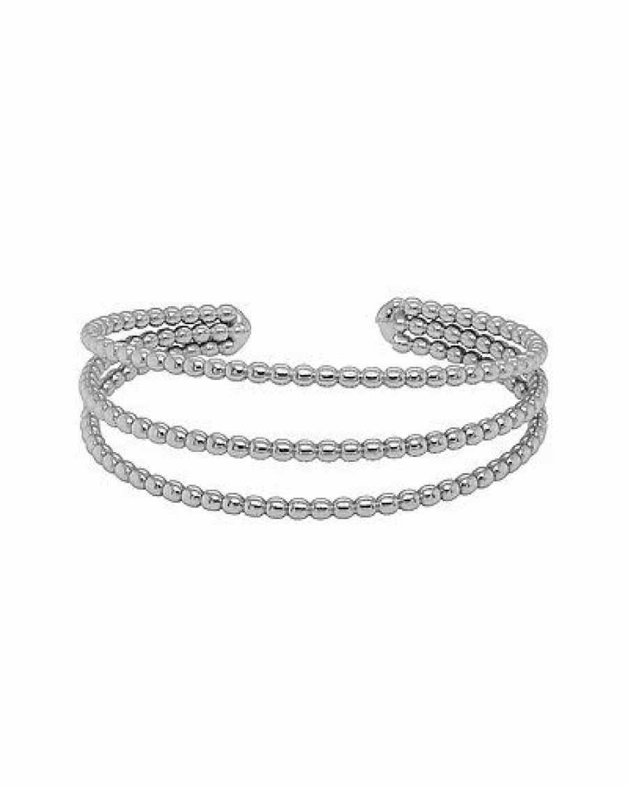 Bracelets * | Italian Silver Beaded Cuff Bracelet Women