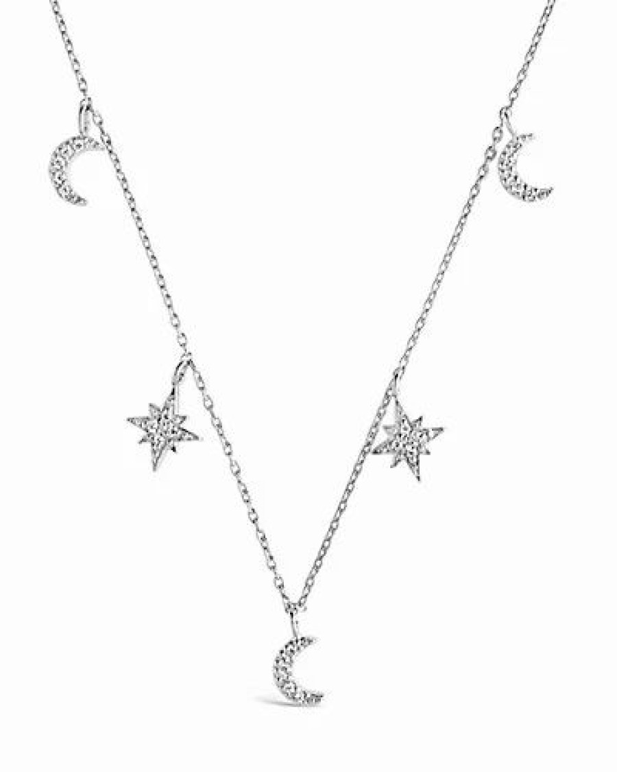 Necklaces * | Sterling Forever Cz Moon & Burst Charm Necklace Women