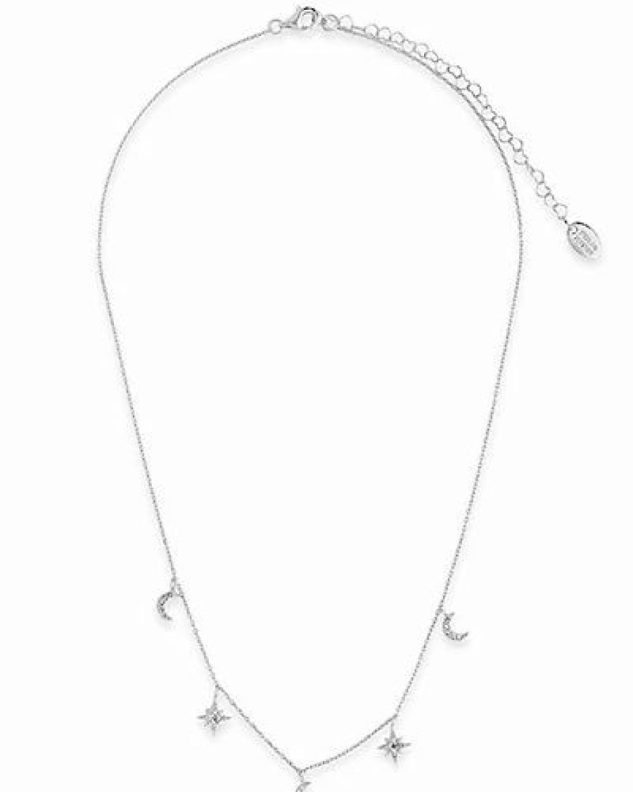 Necklaces * | Sterling Forever Cz Moon & Burst Charm Necklace Women