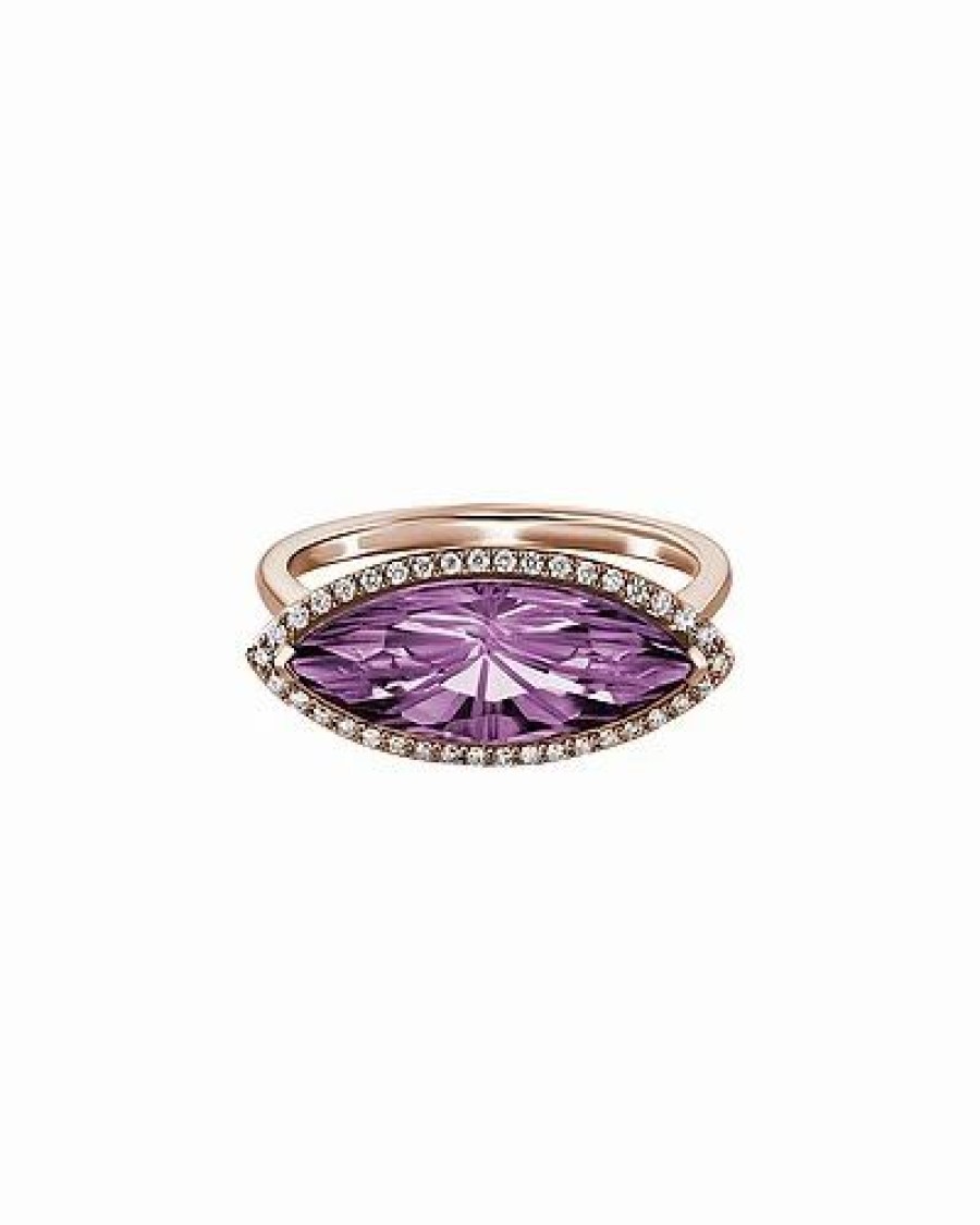 Rings * | Diamond Select Cuts 14K Rose Gold 2.50 Ct. Tw. Diamond & Amethyst Ring Women