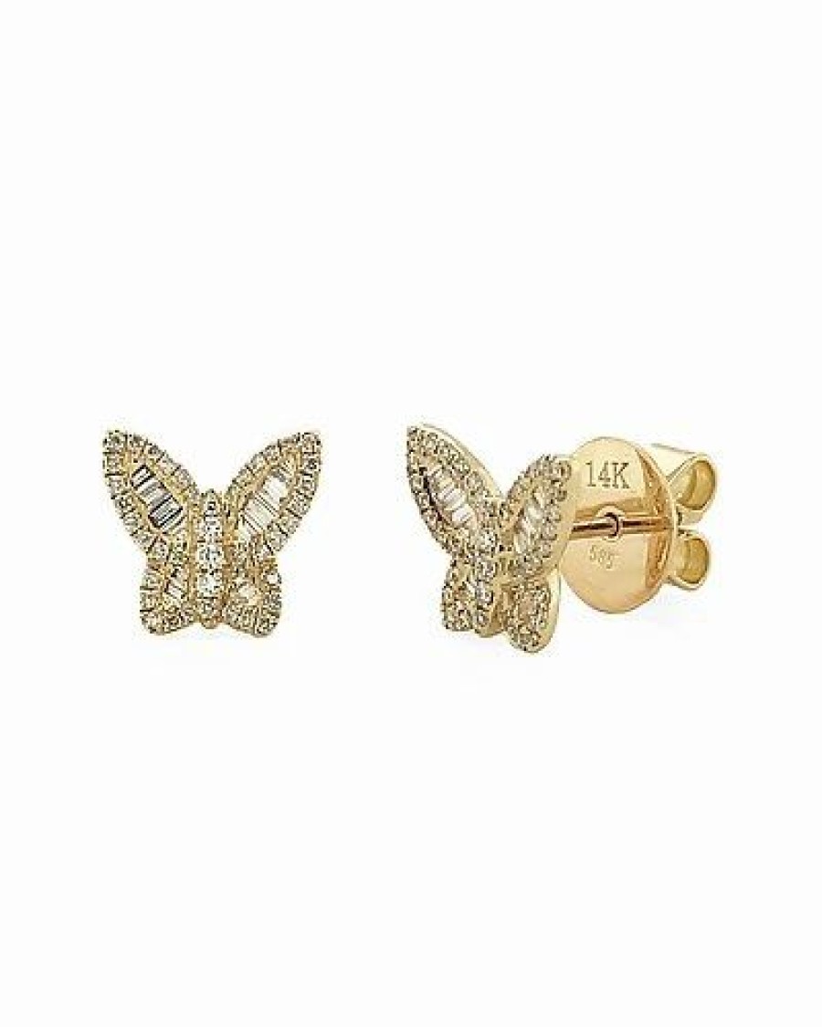 Earrings * | Sabrina Designs 14K 0.43 Ct. Tw. Diamond Butterfly Studs Women