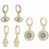 Earrings * | Eye Candy La Os Angeles Luxe Collection 18K Plated Cz Hamsa Huggie Earring Set Women