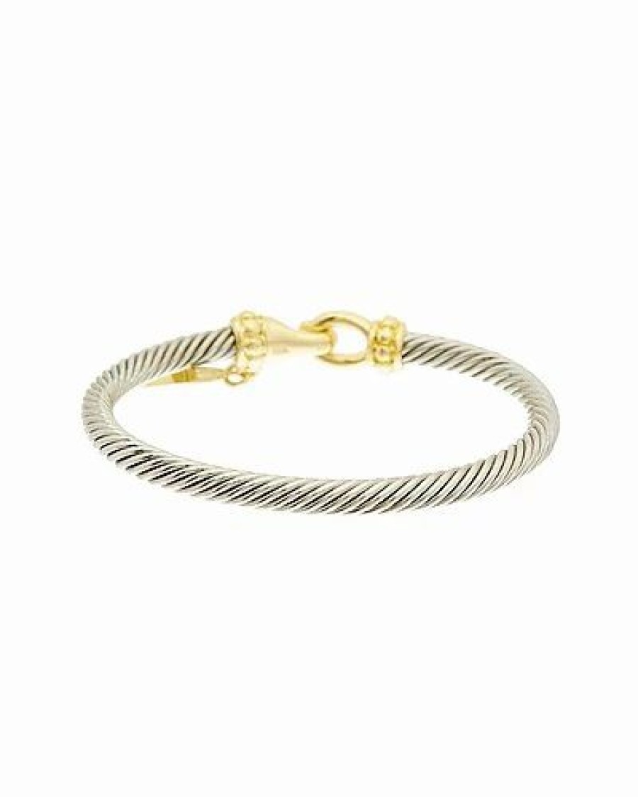 Bracelets * | Juvell 18K Two-Tone Plated Cz Twisted Cable Bangle Bracelet Women